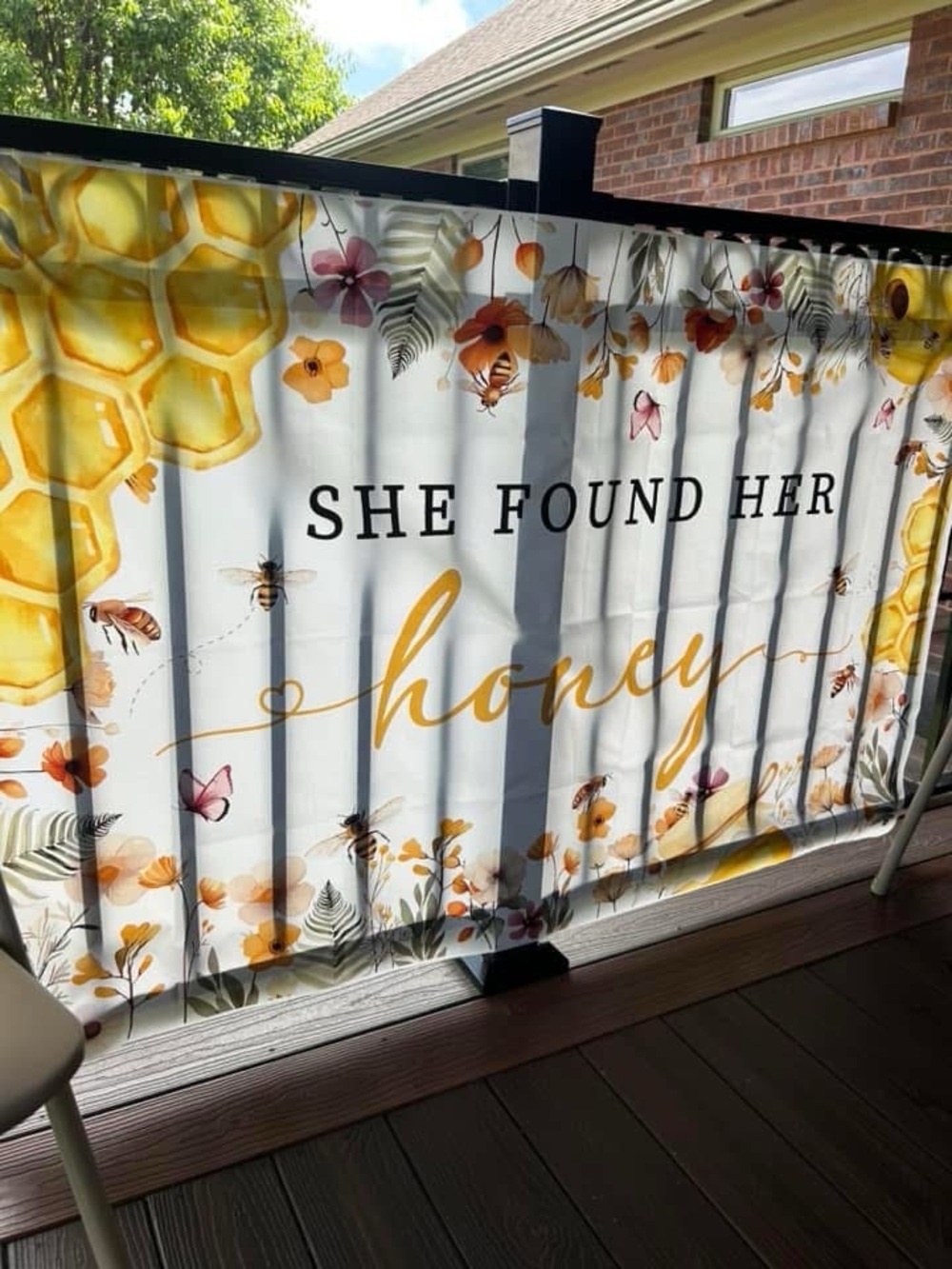 She Found Her Honey Wildflowers Photo Op Tapestry Yellow & White Honey Bee 🐝